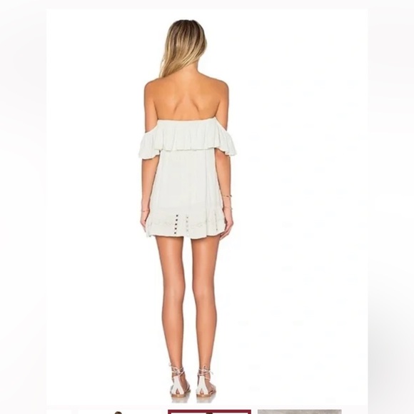 Ale by Alessandra Revolve Off The Shoulder Sage Green Boho Mini Dress Small - Picture 2 of 4